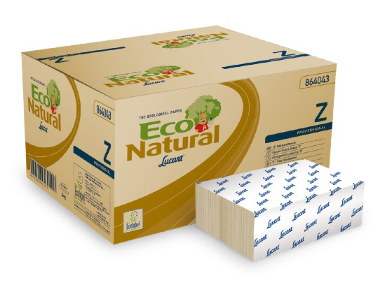 Eco Natural Lucart Z Handtuchpapier 2-lagig 22,5 x 24 cm