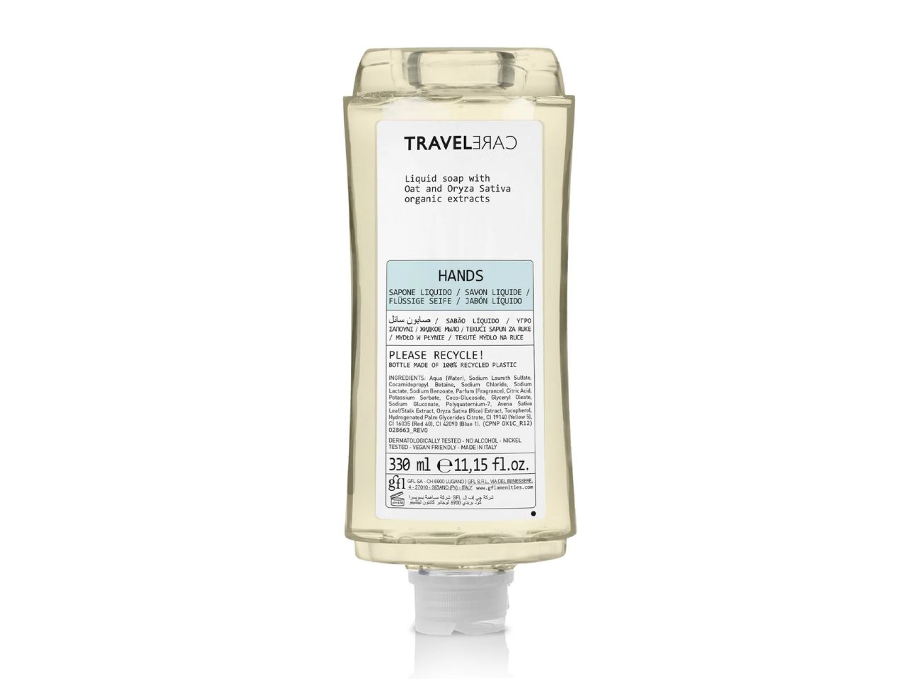 Travelcare Flüssige Seife - Spenderflasche 330 ml aus recyceltem PET