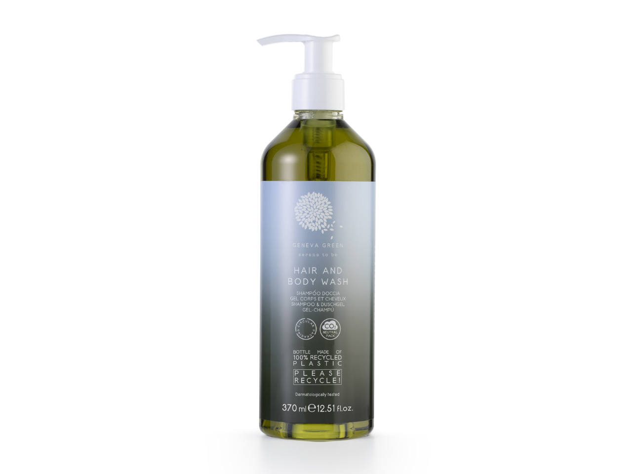 Geneva Green Shampoo & Duschgel  (nachfüllbar) - Spenderflasche 370 ml aus recyceltem PET